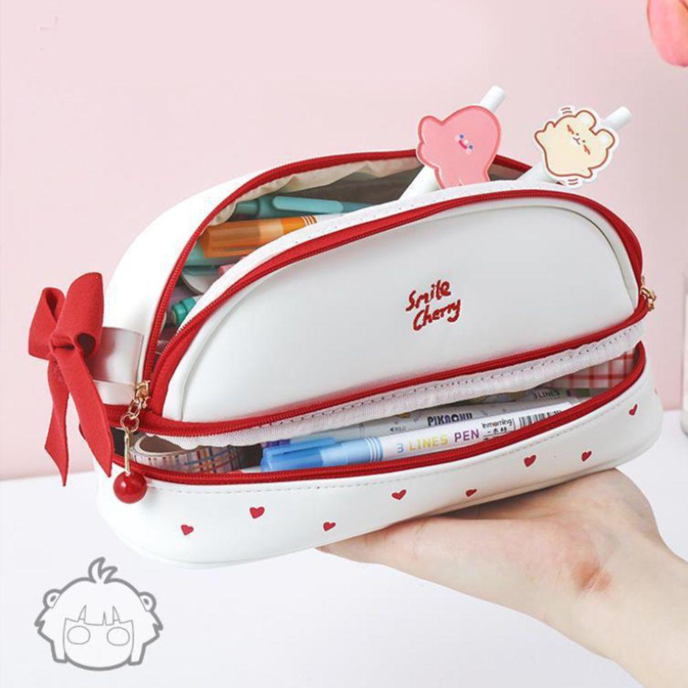 PEWANY Túi Đựng Bút Hai Lớp Sức Chứa Lớn Họa Tiết Dâu Tây Dễ Thương Ốp