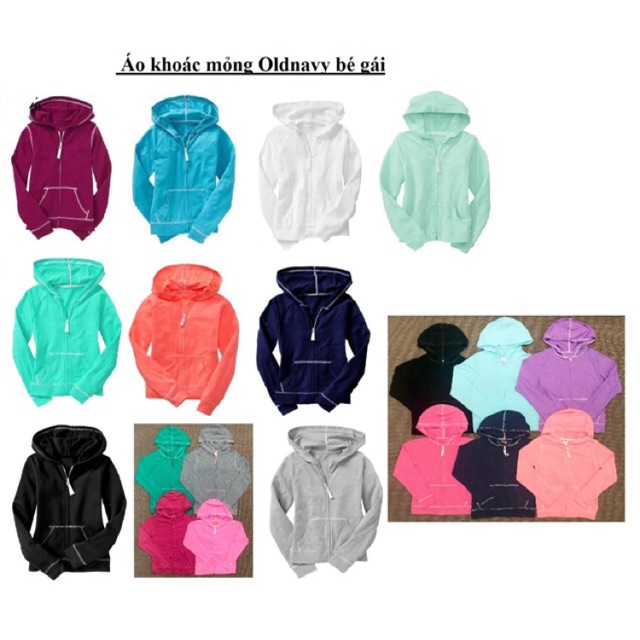 Áo khoác mỏng Oldnavy bé gái từ 5T đến 14T (17 - 42kg)