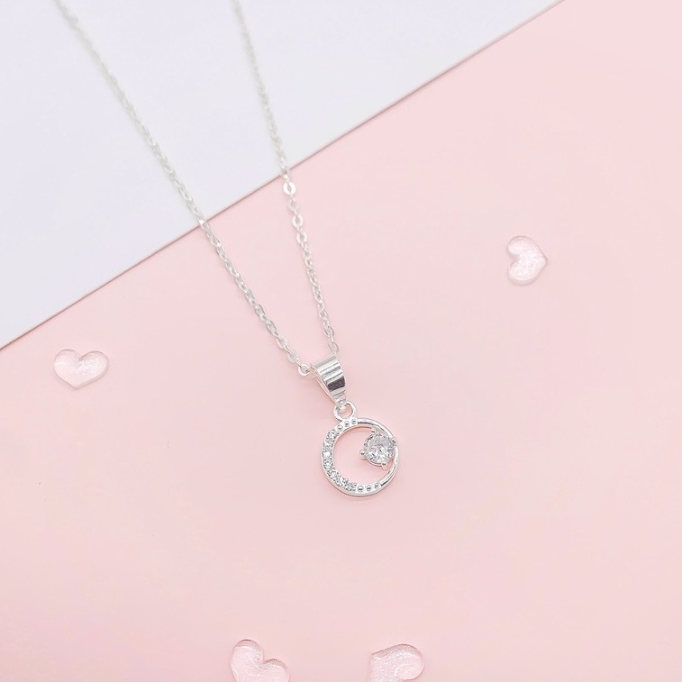 Dây Chuyền Bạc Blue Peach Diamond In Circle DC667