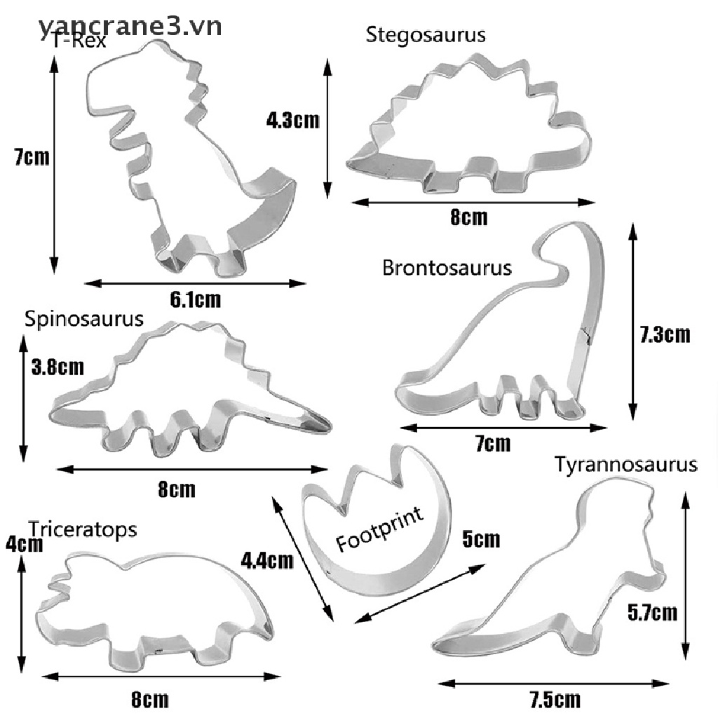 {Home} 7Pcs Dinosaur Stainless Cookie Cutters Biscuit Candy Food Molds  Party Supplies {yancrane3.vn}