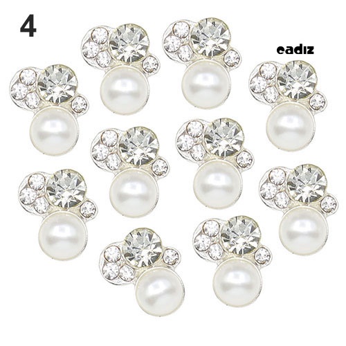 Bộ 10 Phụ Kiện Trang Trí Móng Tay Nghệ Thuật Bằng Hợp Kim Đính Đá Pha Lê Xinh Xắn DIY