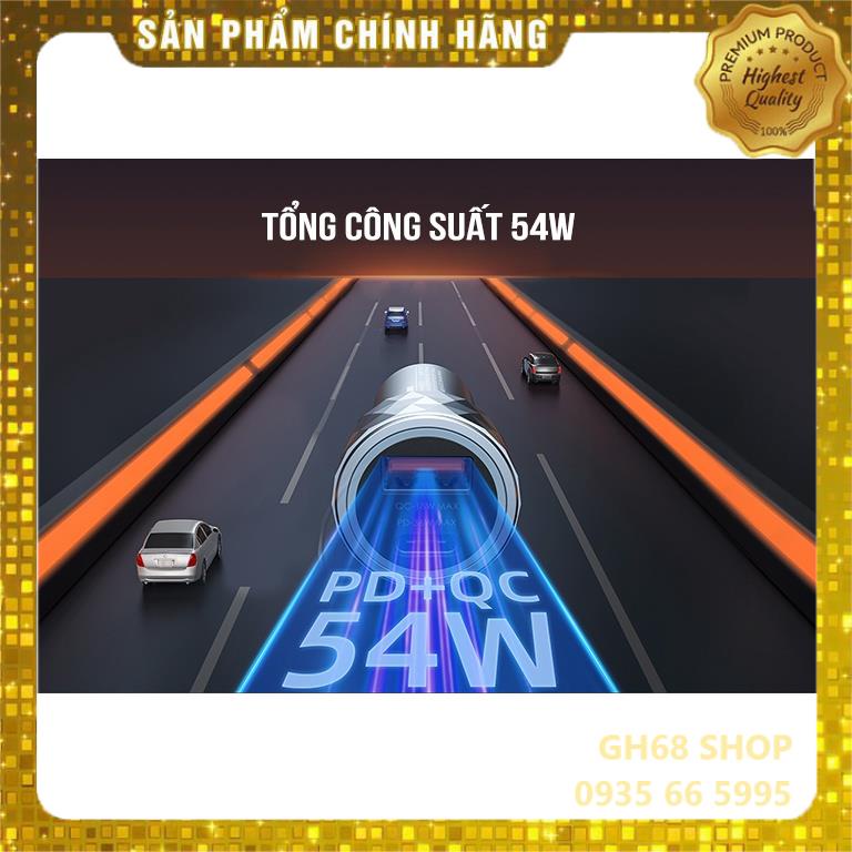 Củ sạc nhanh oto 2 cổng QC+PD 54W Remax RCC-237