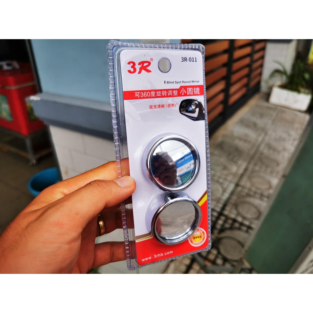 Combo 2 Gương Cầu Lồi 3R 3R-011 Viền Bạc 4cm Gắn Gương Chiếu Hậu Ô Tô Xóa Điểm Mù