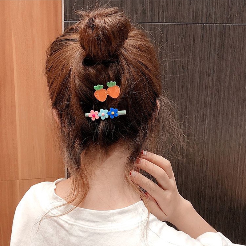 Kẹp tóc họa tiết hoa và trái cây ngọt ngào dễ thương cho bé gái