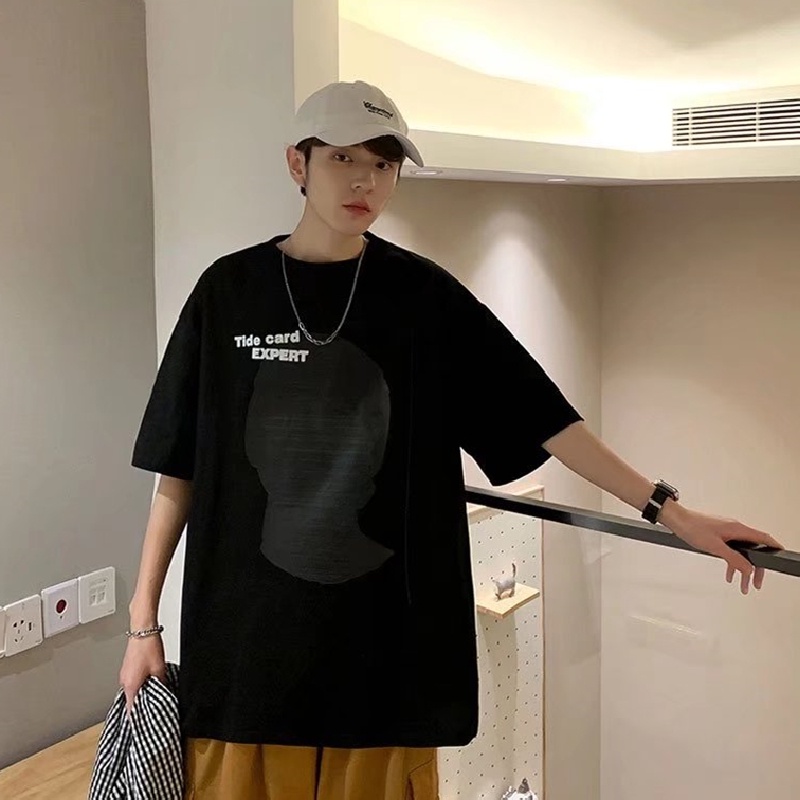 Áo Thun Tay Ngắn Dáng Rộng In Chữ Thời Trang Mùa Hè Phong Cách Hàn Quốc Cho Nam Giới Size M-5XL