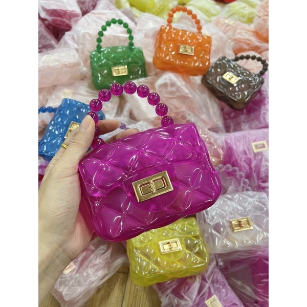 Túi đeo chéo nhựa màu thời trang