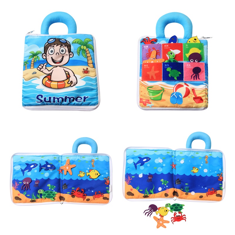 Sách vải đồ chơi học tập nhận biết theo phương pháp montessori vui nhộn dành cho trẻ em