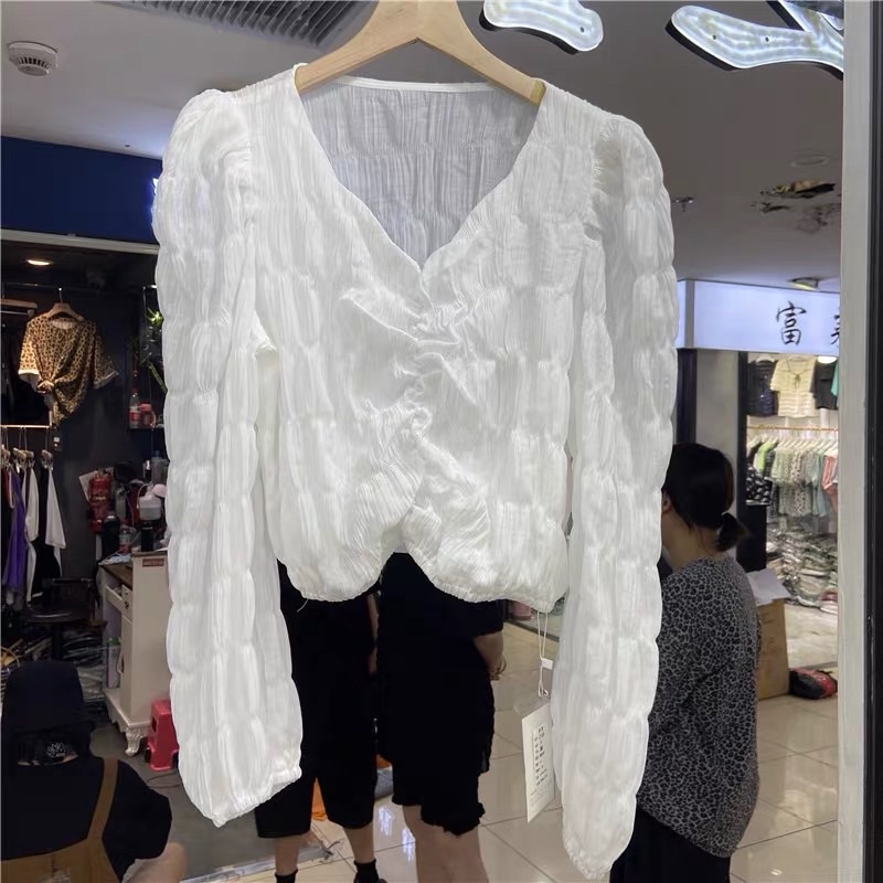 [Mã 252FASHIONSALE giảm 12% đơn 99K] [VIDEO Unbox] ÁO VOAN XỐP NHÚN TAY BO (ảnh thật)