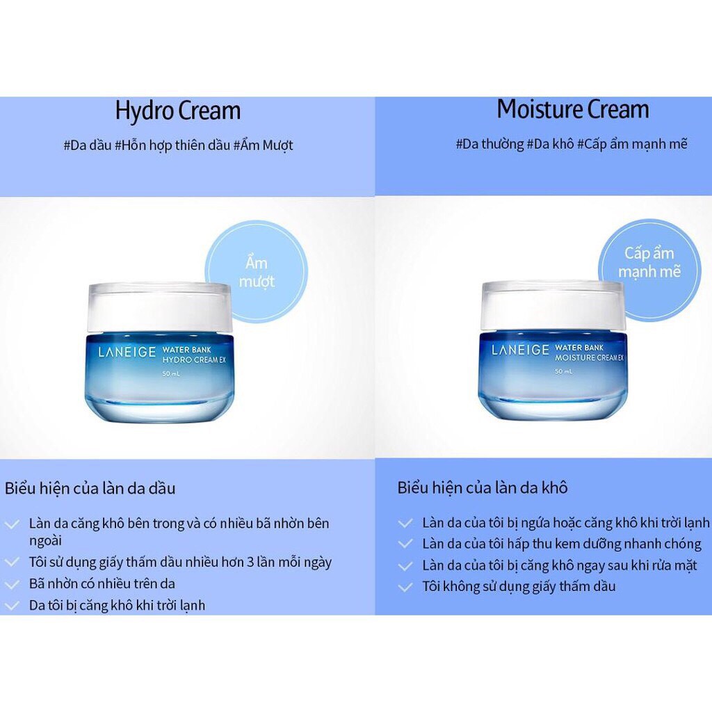 (Minisize 20ml) Kem Dưỡng Ẩm Laneige Water Bank Hydro Cream Ex