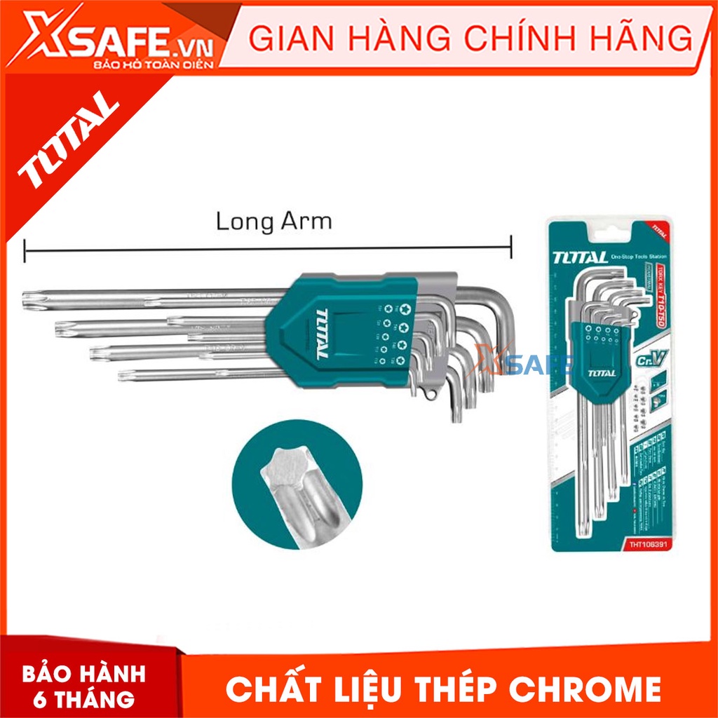 Bộ khóa lục giác bông TOTAL Bộ lục giác hoa thị thép Cr-V chắc chắn,khỏe,chống gãy cong,rỉ sét, nhỏ gọn tiện lợi