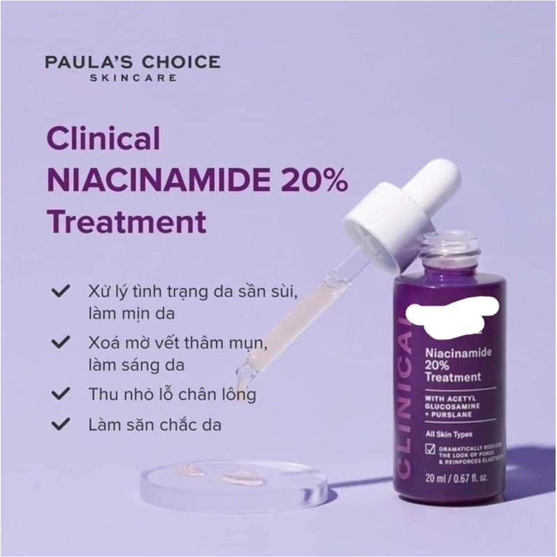 Mini 2ml - Serum dưỡng trắng, thu nhỏ lỗ chân lông Paula Choice Niacinamide 20% Treatment