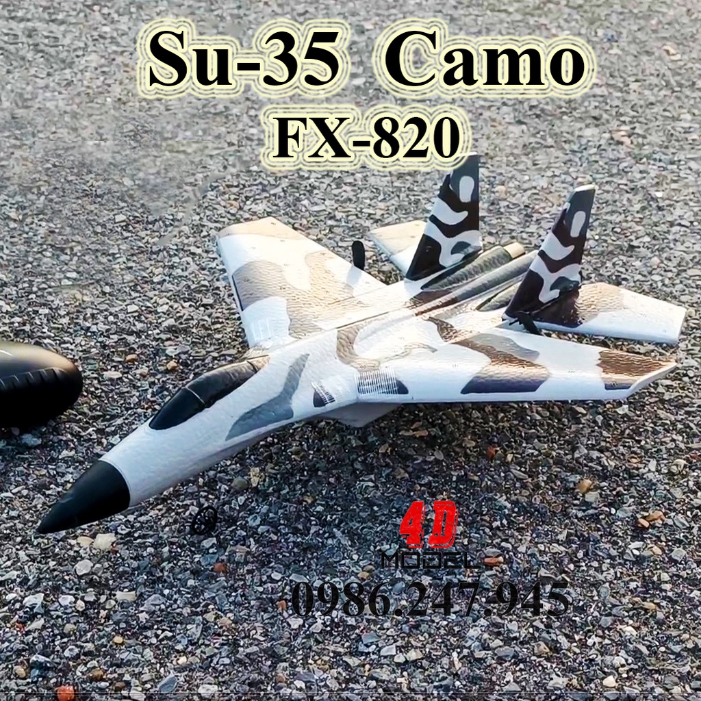 Máy Bay Điều Khiển Su-35 Camo (FX820). Xốp dẻo EPP siêu bền. Size 43*31*8CM. Pin 3,7V/300mAh. Điều khiển 2 kênh, xa 200m