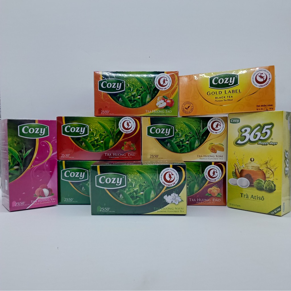 Trà Túi Lọc Cozy 50g (25 túi x 2g/gói) _ Đầy đủ các hương trái cây - Nguyên liệu pha chế trà sữa nhanh tiện lợi