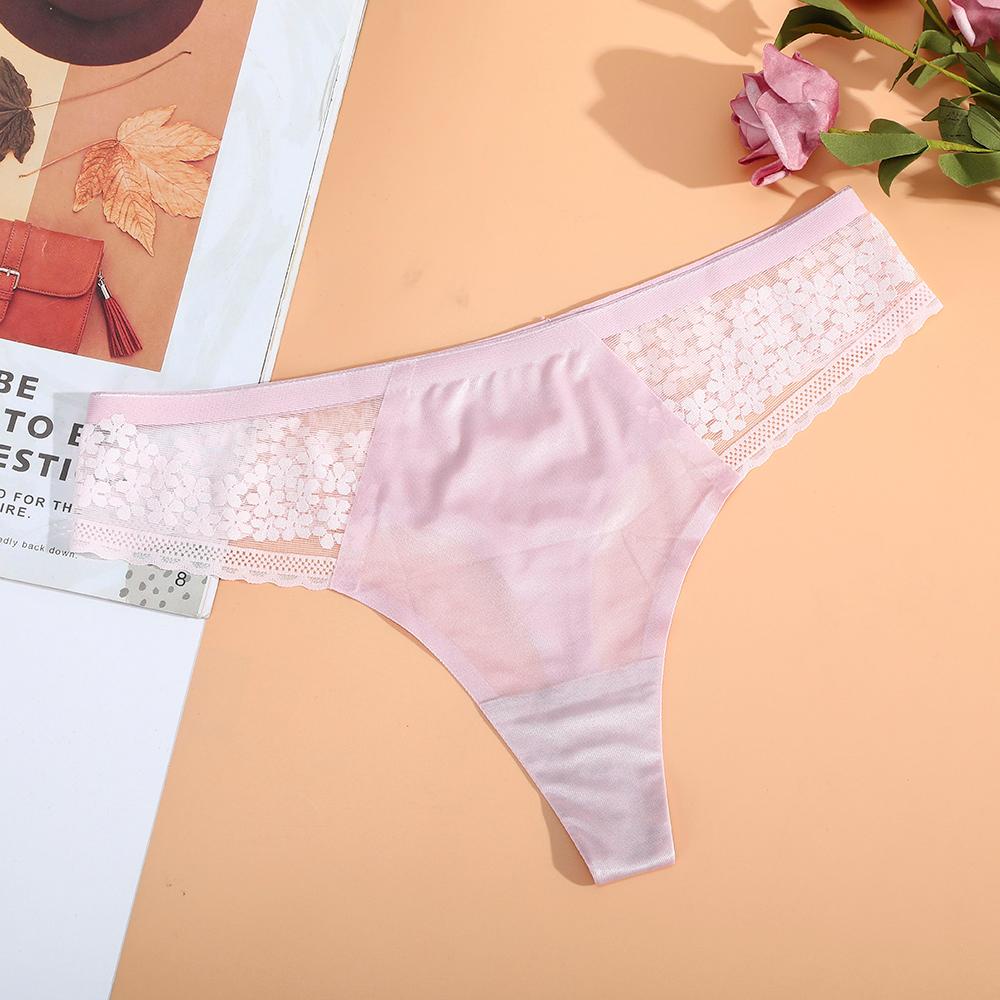 Quần Lót Cotton Lụa Phối Ren Không Đường May Lưng T WMES15H Gợi Cảm Cho Nữ