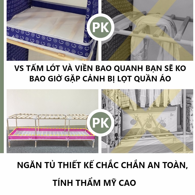 Tủ vải khung gỗ 4 buồng loại 1 TỐT NHẤT TRONG TẦM GIÁ