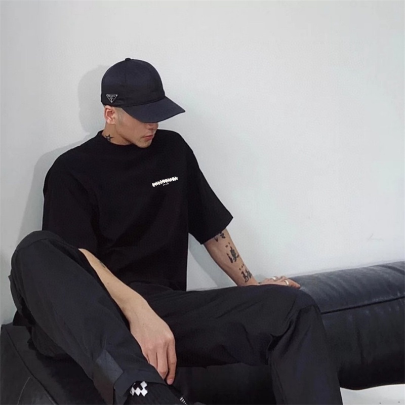 Balenc * Áo Thun Tay Ngắn In Logo Kẻ Sọc Trước Và Sau Thú Vị Sáng Tạo Và Thú Vị Cho Cặp Đôi