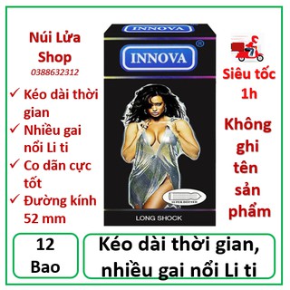 Bao cao su Innova Đen , Gai Lớn, Kéo Dài Thời Gian, hộp 12 cái