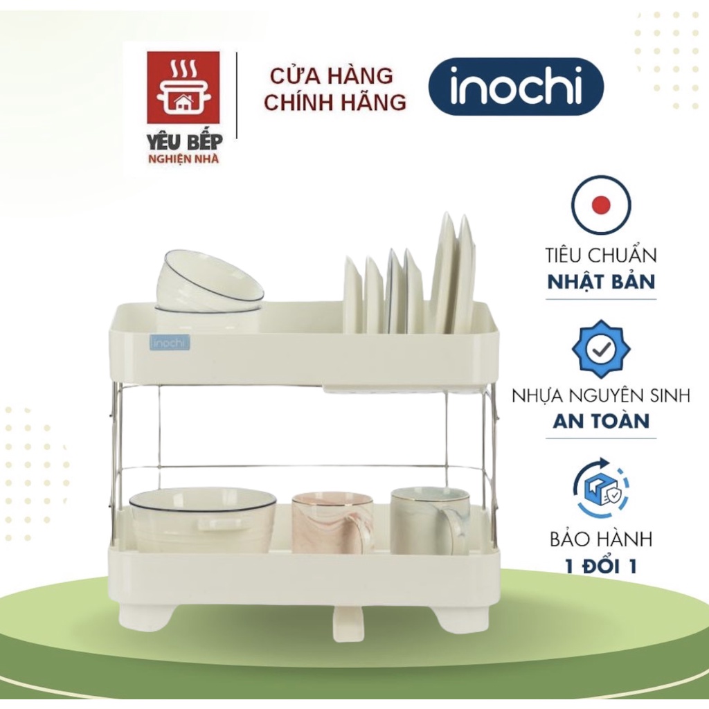 Kệ Để Chén 2 Tầng Inochi Có Khay Thoát Nước Thông Minh Tiện Dụng Để Chén Đĩa Trên Bồn Rửa Bát