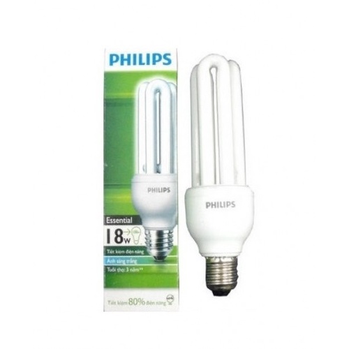 Bóng đèn compact Philips 18W 3U ánh sáng vàng- Hãng Chính Hãng