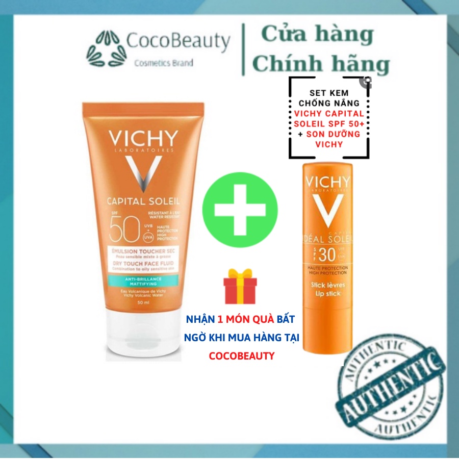 Kem Chống Nắng Vichy Capital Soleil SPF50 50ml chính hãng - kem chống nắng vichy cho da dầu,nhạy cảm[Mẫu Mới]