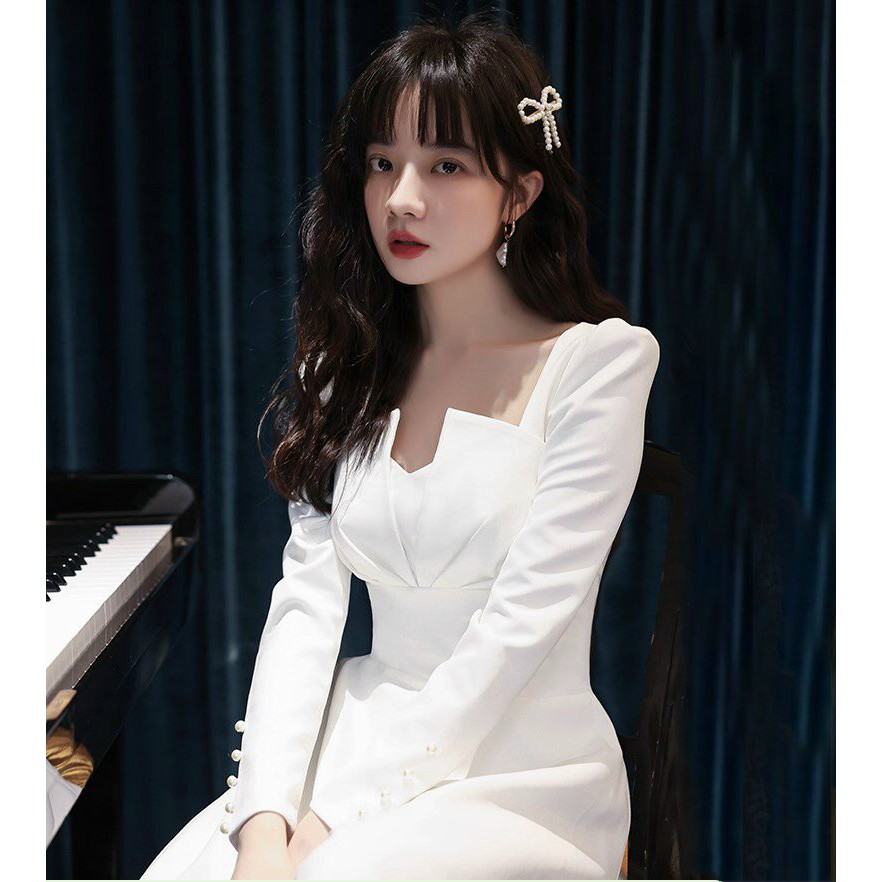 Đầm dự tiệc ⚡FREESHIP⚡ - TRẮNG XINH TƯƠI - vải COTTON MỸ  siêu xịn mịn, giá rẻ - CÓ SẴN MÚT NGỰC BT005 | BigBuy360 - bigbuy360.vn