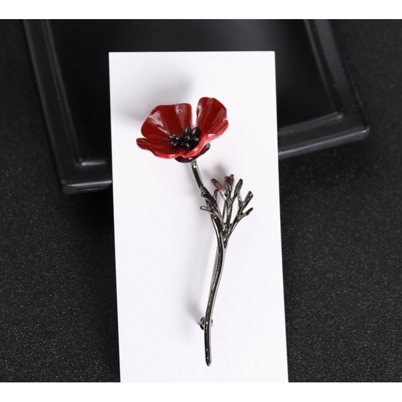 Cài áo Vest Nam thời trang hình bông hoa màu đỏ GH-177, Lapel Pin cài áo Vest {Phụ kiện Vest Nam - AdamZone}
