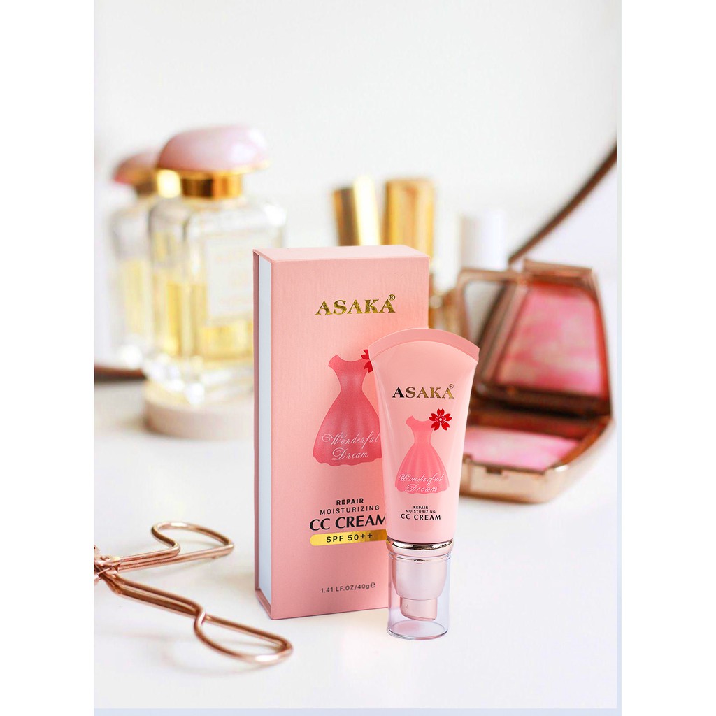 CC Cream ASAKA kem khuyết điểm - chống nắng cấp tốc - nâng tông sáng hồng tự nhiên Cream SPF50+ PA++++ 40g