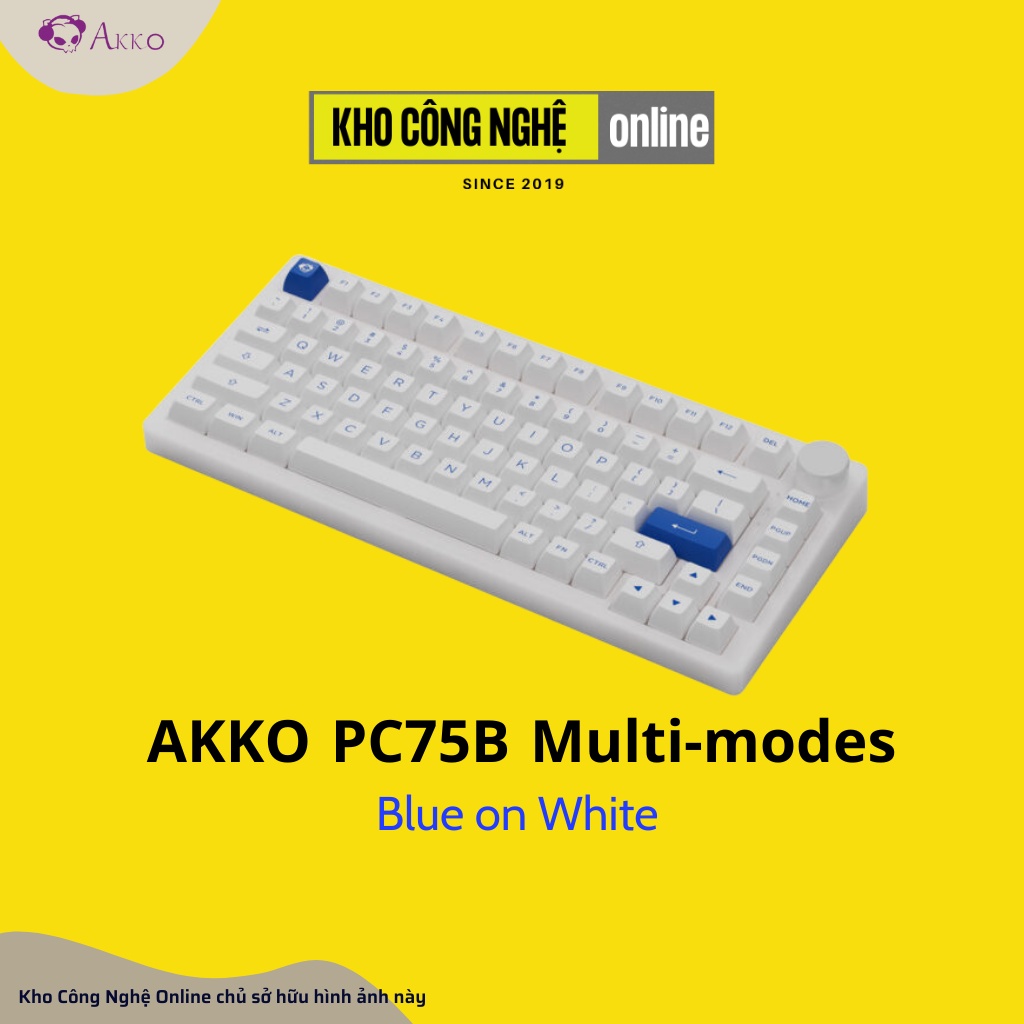 Bàn phím AKKO PC75B Plus Blue on White (Bluetooth 5.0 / Wireless 2.4Ghz / Hotswap / Foam tiêu âm / AKKO CS Jelly switch)
