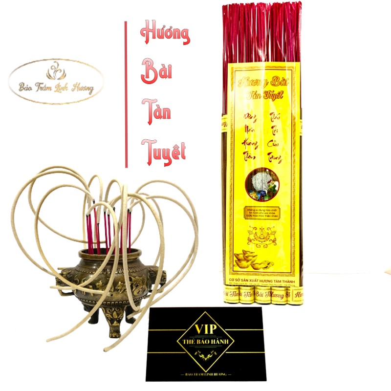 Hương Nhang Đậu Tàn - BẢO TRẦM LINH HƯƠNG Bài Tàn Trắng Tuyết Thơm Tự Nhiên - Nhang Sạch 125 Nén An Toàn Dài 38cm