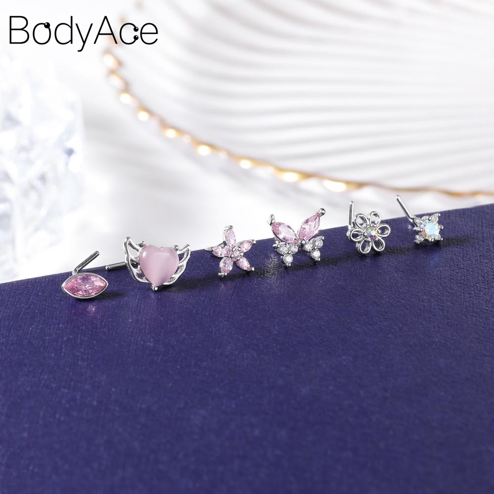 1 Khuyên Mũi Inox Hình Hoa Bướm Đính Đá Thời Trang