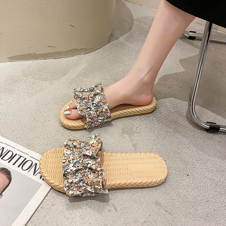 Dép Đế Bệt Mũi Tròn Đính Hoa Thời Trang Dành Cho Nữ | BigBuy360 - bigbuy360.vn