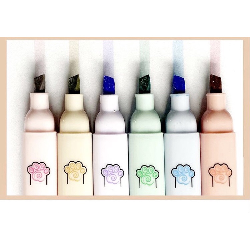 Set 6 bút HIGHLIGHTER hình bàn chân mèo - bút đánh dấu - bút nhớ dòng