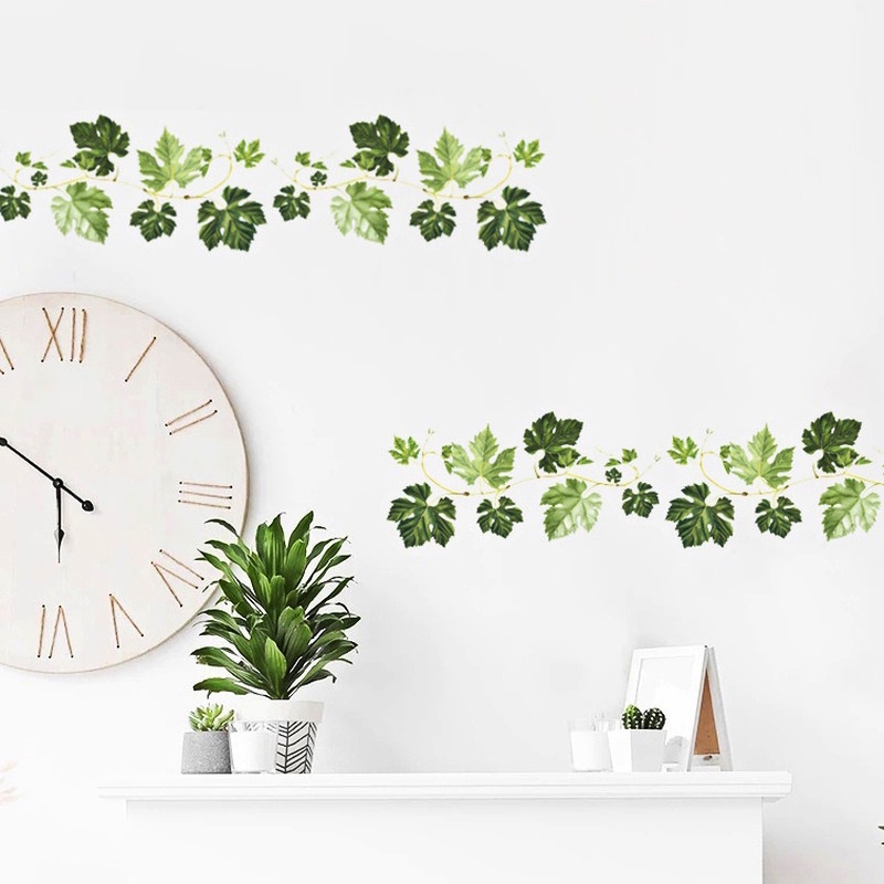 Miếng Dán Tường Tự Dính Họa Tiết Lá Cây Xanh Trang Trí Phòng Khách/Phòng Ăn