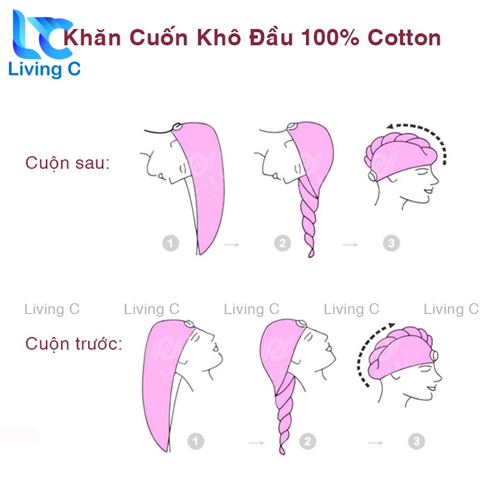 Khăn quấn tóc gội đầu Living C , chùm khô đầu sau tắm siêu thấm nước _K59