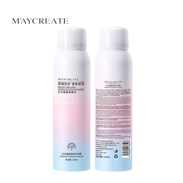 🔥free ship🔥Xịt Chống Nắng ☀️kem chống nắng Trắng Da Maycreate 150ml chống nước không trôi dưỡng da ngăn tia UV cực nhạy