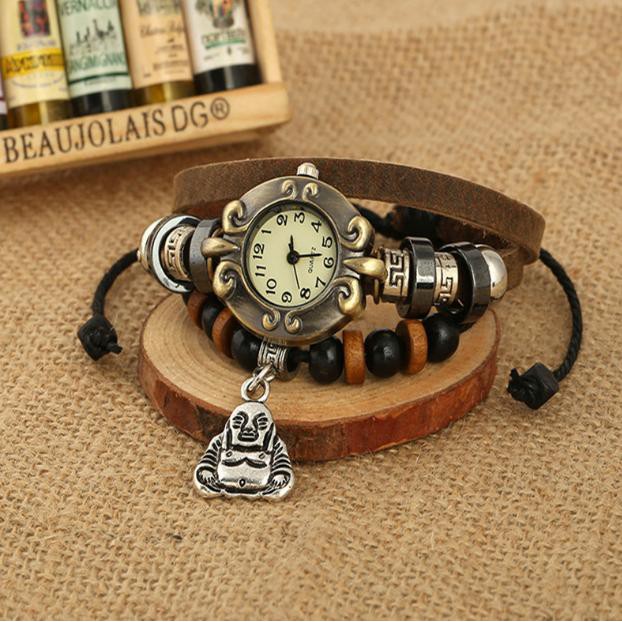 Đồng hồ mix vòng tay da + phụ kiện gỗ phong cách vintage 3 kiểu dáng - KHAI TRƯƠNG SHOP GIÁ ƯU ĐÃI | BigBuy360 - bigbuy360.vn