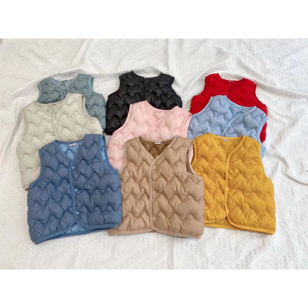 Áo khoác gile phao quảng châu mềm nhẹ, áo gi lê giữ ấm unisex cho bé hàng siêu nhẹ