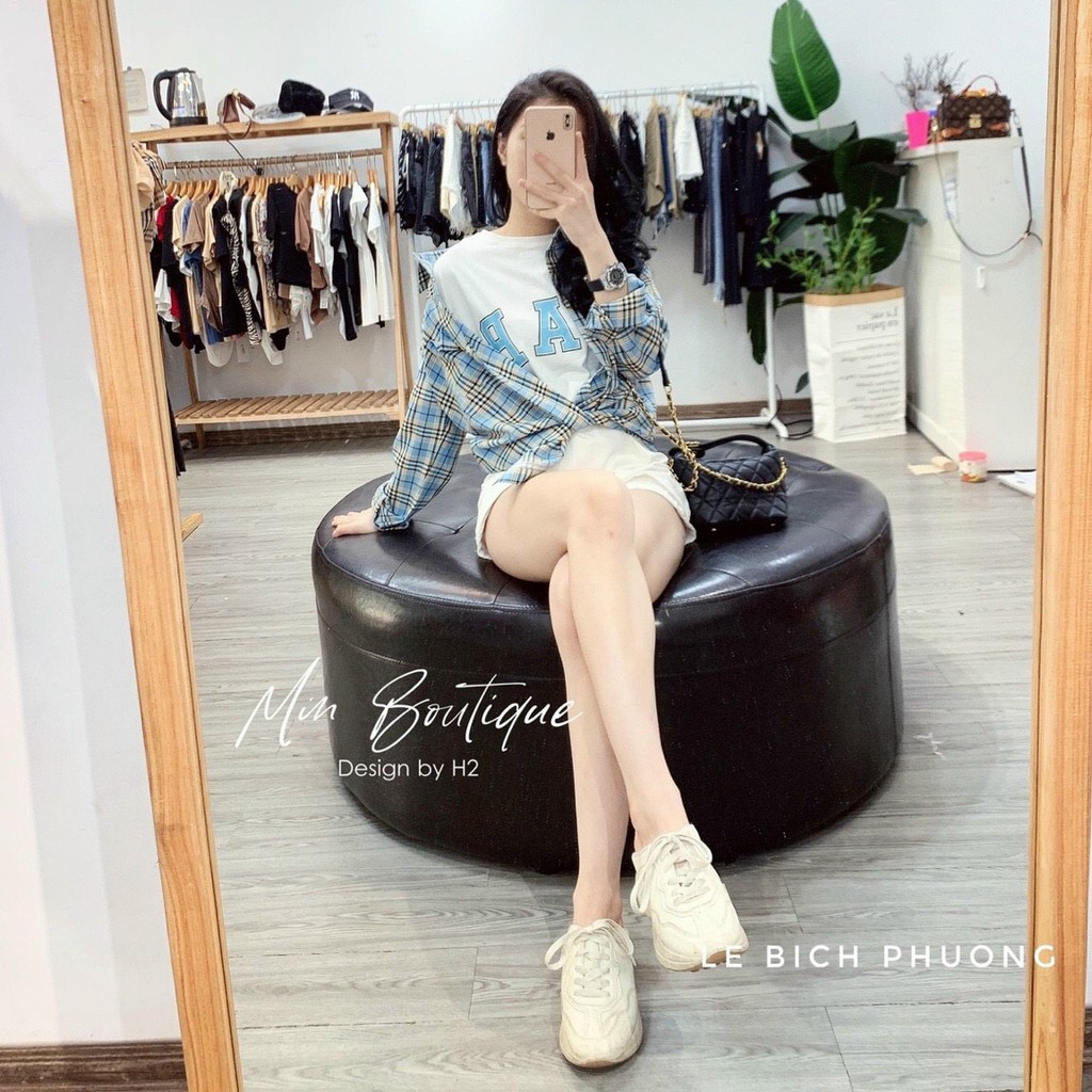 Set Áo Thun Form Rộng Kết Hợp Cùng Áo Sơmi Caro Chất Vải Cao Cấp Phong Cách Nặng Động Trẻ Trung Cho Chị Em Phụ Nữ | BigBuy360 - bigbuy360.vn