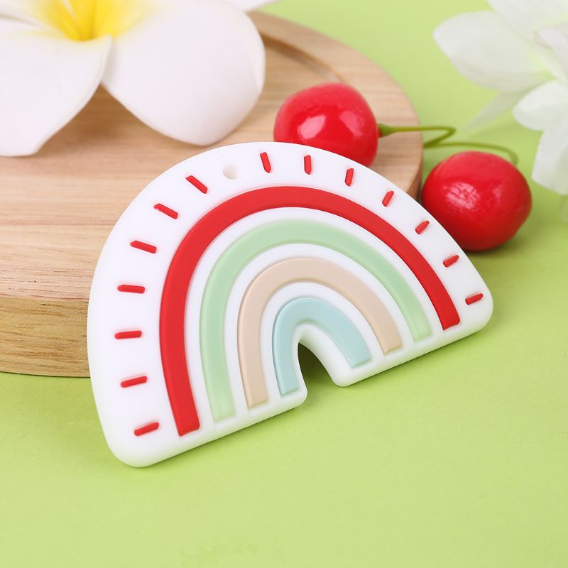 Đồ Chơi Ngậm Mọc Răng Bằng Silicon Hình Cầu Vồng Dễ Thương Cho Bé Sơ Sinh