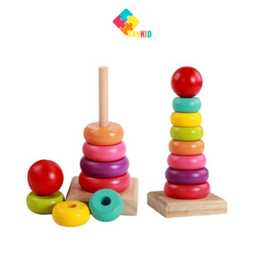 Đồ chơi tháp cầu vồng bằng gỗ size lớn cho bé