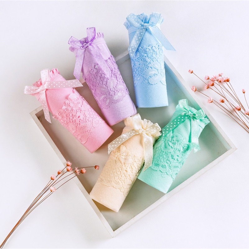 Quần Lót Nữ Cotton Đính Nơ Ren Hoa Quần Chíp Nữ Cotton Mềm Mại Thoáng Khí Rẻ Đẹp Mainia Shop