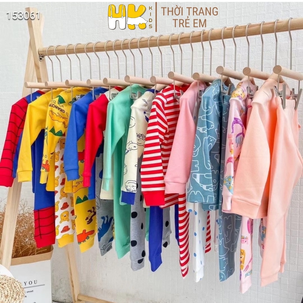 Bộ dài tay cho bé từ 2 đến 10 tuổi, mẫu cặp đôi cho bé trai và gái, chất COTTON dày dặn co giãn, giữ ấm tốt - HK KIDS