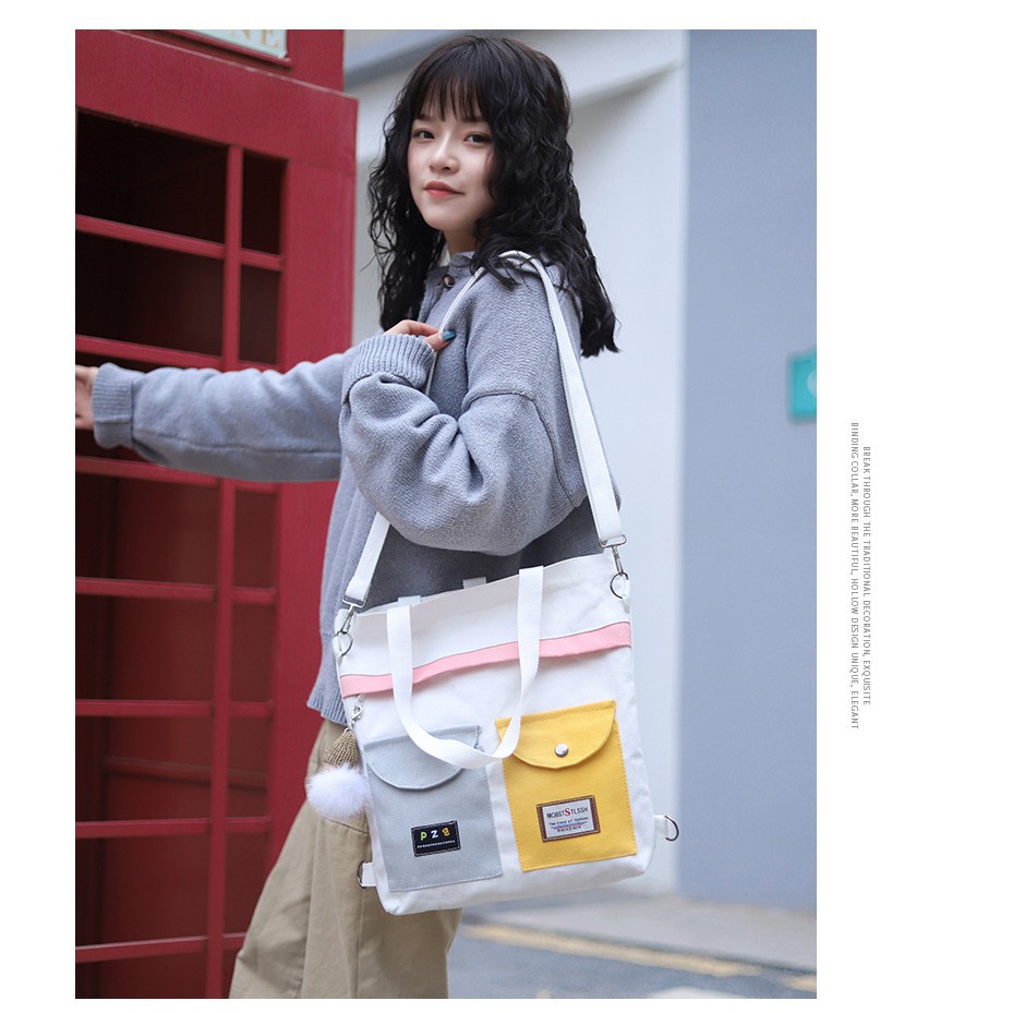 [Mã FASHIONT4WA2 giảm 10K đơn từ 50K] TÚI TOTE, TÚI VẢI CANVAS SIZE A4 ĐEO VAI PHỐI MÀU ĐẸP TN71