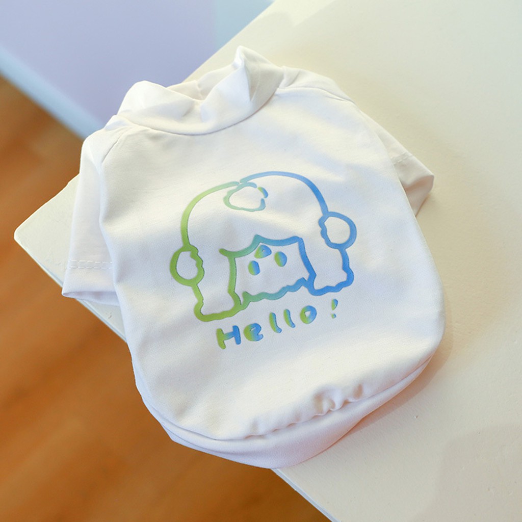 Áo kiểu polyester in hình chú chó hoạt hình và chữ phản quang dành cho thú cưng thời trang mùa hè