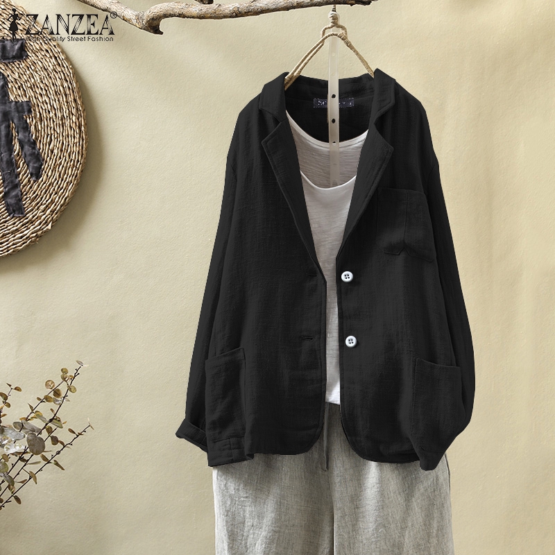 ZANZEA Áo khoác cardigan cổ bẻ thời trang dành cho nữ | WebRaoVat - webraovat.net.vn