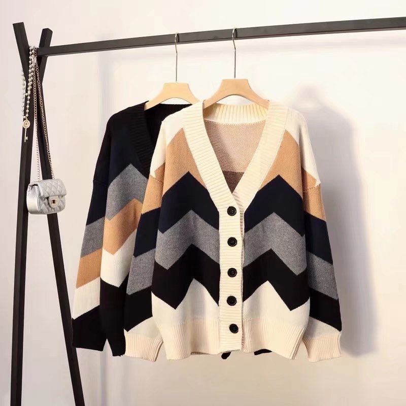 Áo khoác cardigan dệt kim dáng rộng thời trang thu đông dễ phối đồ dành cho cặp đôi