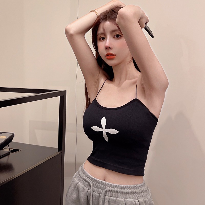 【ZHELIHANGFEI】 Áo Hai Dây Dệt Kim Quyến Rũ