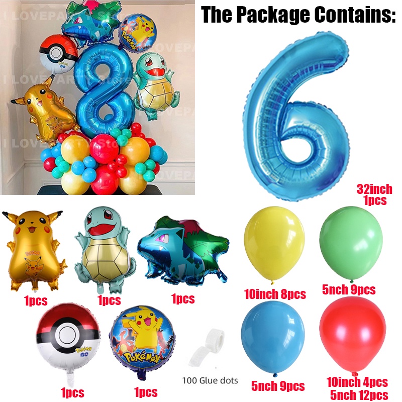 Bộ 48 Bong Bóng Hình Pikachu Trang Trí Tiệc Sinh Nhật