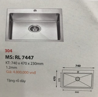 Chậu rửa chén Roland RL7447 Sus 304