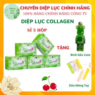 Diệp Lục Collagen Chính Hãng (Sỉ 5 Hộp) Green Family Development Hỗ Trợ Da Căng Bóng, Trắng Mịn, Giảm Mụn Nám Tàn Nhang,